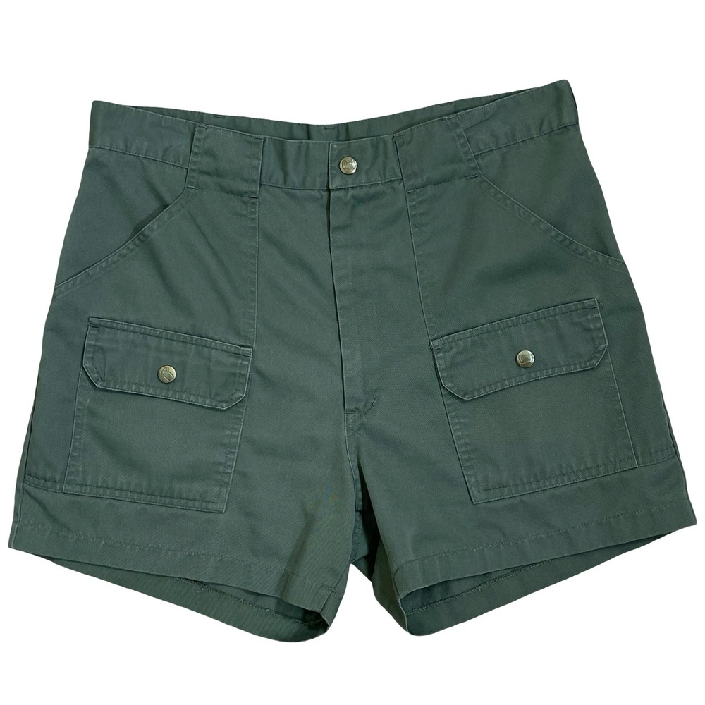 Vintage Woolrich Safari Cargo Shorts Womens 34" Green High Rise Utility Pocket